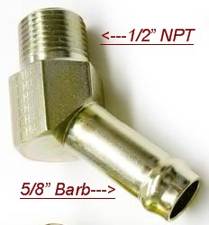 Oil Drain / Return Fitting (1/2" NPT 45 Degree to 5/8" Barb) - Click Image to Close